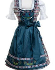 Checkered Midi Dirndl Eva Satin Blue