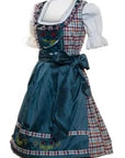 Checkered Midi Dirndl Eva Satin Blue