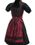 Elegant Black Maroon Dirndl Dress
