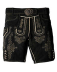 Embroidered Trachten Lederhosen in Timeless Charcoal Shade