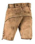Fine Embroidery on Faded Brown Double-Shaded Trachten Lederhosen