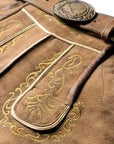 Fine Embroidery on Faded Brown Double-Shaded Trachten Lederhosen