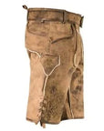 Fine Embroidery on Faded Brown Double-Shaded Trachten Lederhosen