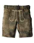 Trachten Brown Lederhosen with Subtle Embroidery Accents in Double Shades
