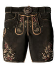 Faded Black Lederhosen Enhanced by Intricate Embroidery