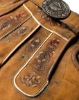 Rich Brown Lederhosen Adorned with Striking Embroidery