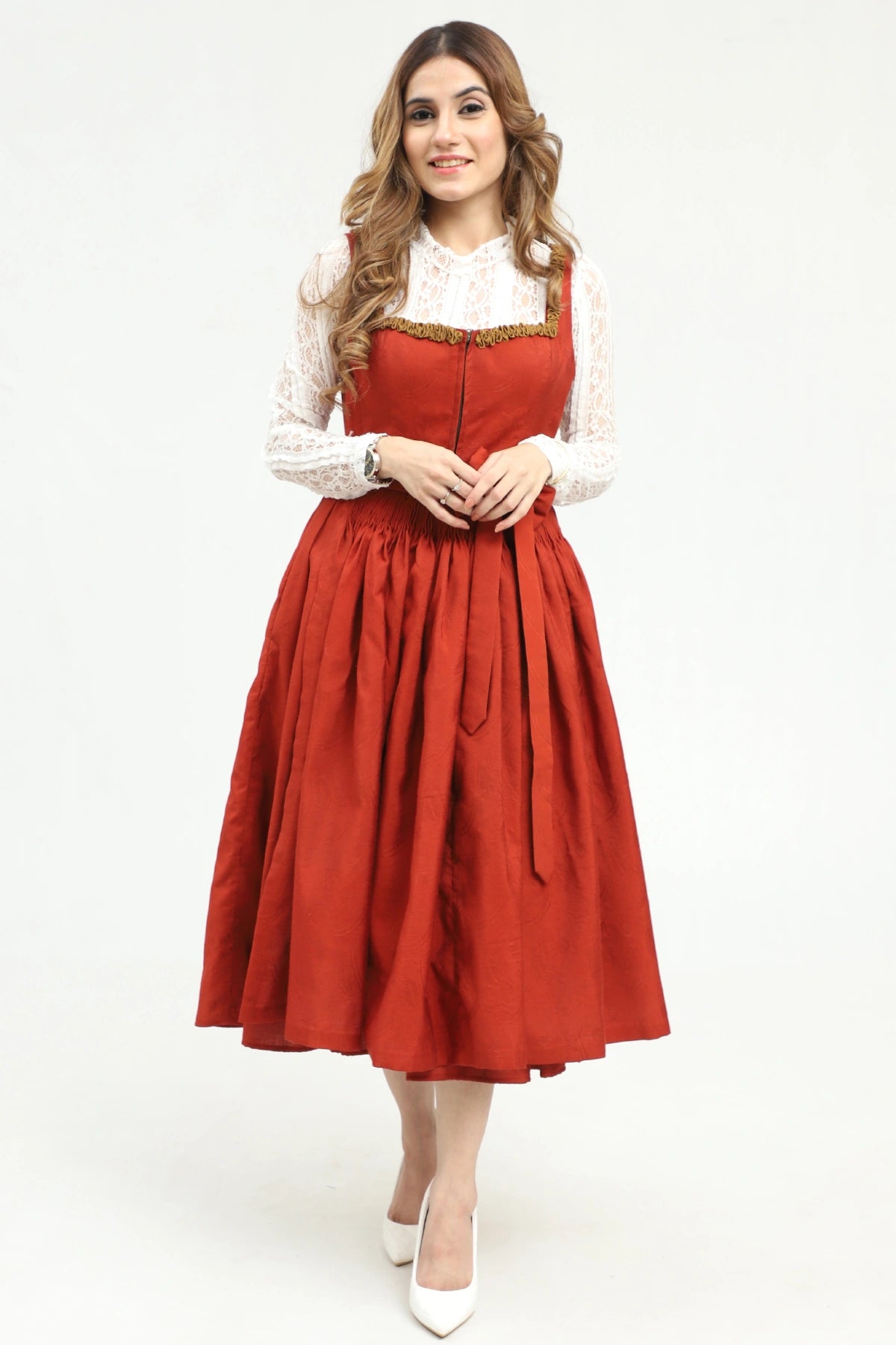 Bavarian Dirndl Dress Fiery Scarlet