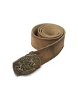 Brown leather Trachten belt with ornate Bavarian crest buckle Oktoberfest