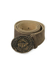 Rustic brown Trachten belt with deer buckle alpine Bavarian design