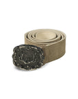Light brown Bavarian belt with antler buckle traditional Trachten design