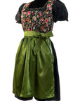 Curvy black and green German dirndl dress with apron