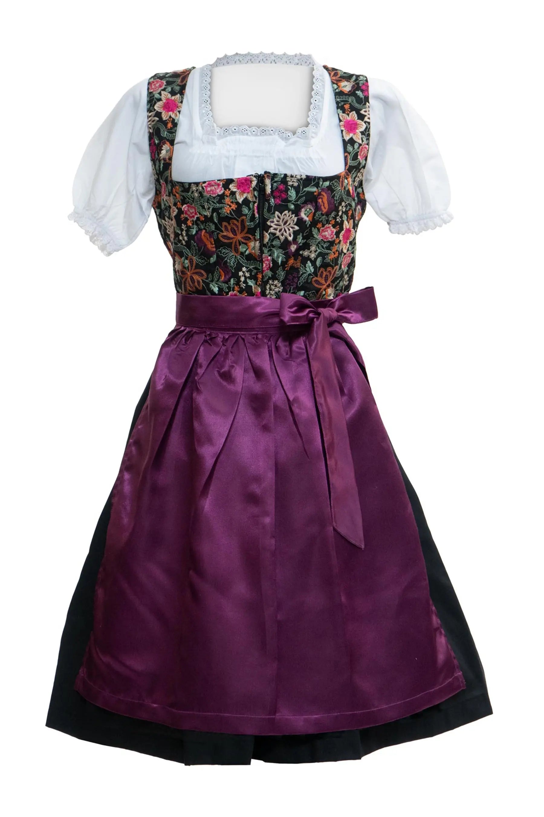 black and purple floral dress Gorgeous Black Floral Bavarian Dirndl Dress – Dirndl Online Shop