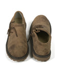 Light brown suede Haferl shoes with side lacing Oktoberfest style