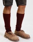 Maroon Bavarian Trachten socks knee-high textured calf pattern Oktoberfest wear
