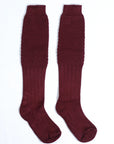 Maroon Bavarian Trachten socks knee-high textured calf pattern Oktoberfest wear