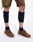Two pairs navy knit Bavarian socks, ribbed cuffs