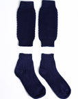 Two pairs navy knit Bavarian socks, ribbed cuffs