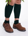 Dark green Bavarian Trachten socks with matching calf warmers textured knit