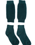 Dark green Bavarian Trachten socks with matching calf warmers textured knit
