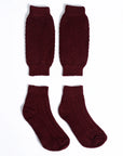 Maroon Trachten Loferl set textured calf warmers ankle socks