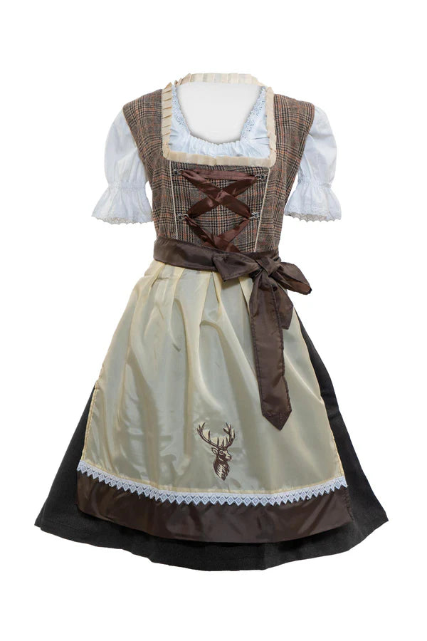 White Grey Checkered Dirndl Dress