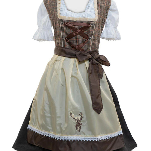 White Grey Checkered Dirndl Dress