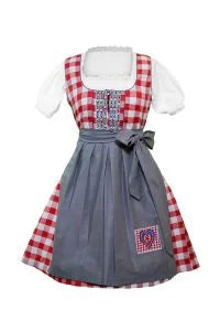 Wensky Midi Denim Dirndl Red Check - 56 EU