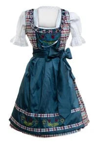 Checkered Midi Dirndl Eva Satin Blue