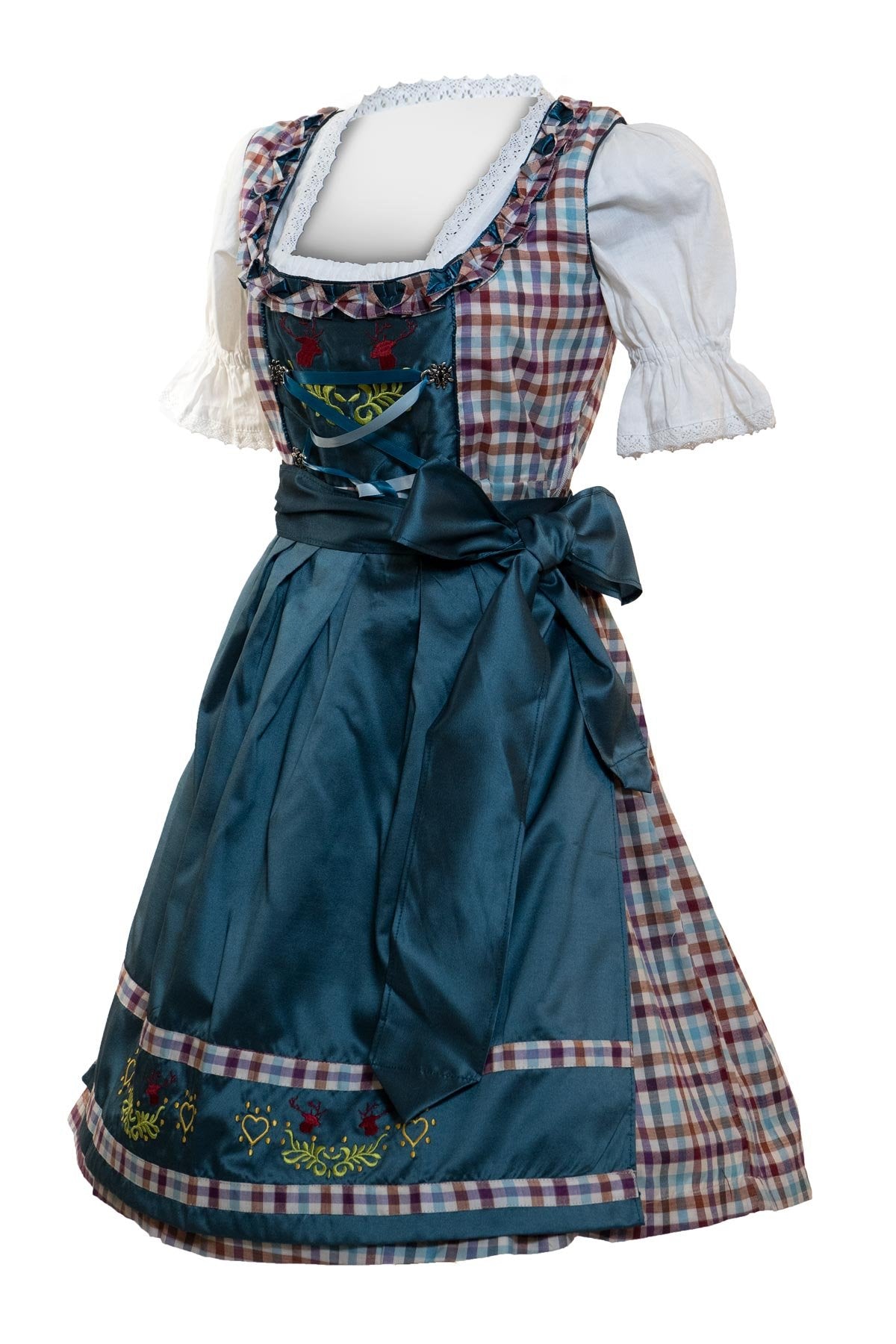 Checkered Midi Dirndl Eva Satin Blue