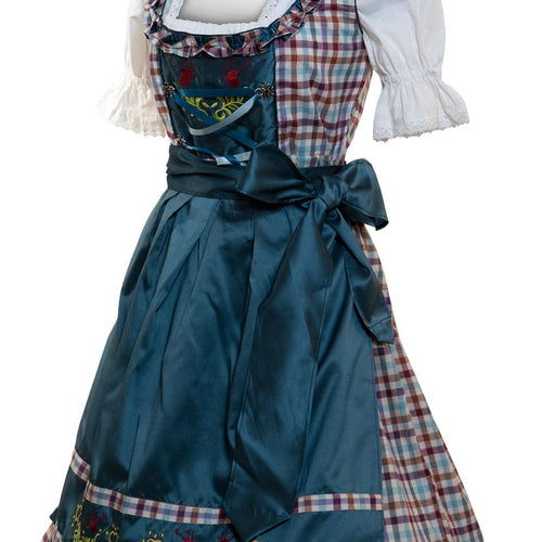 Checkered Midi Dirndl Eva Satin Blue
