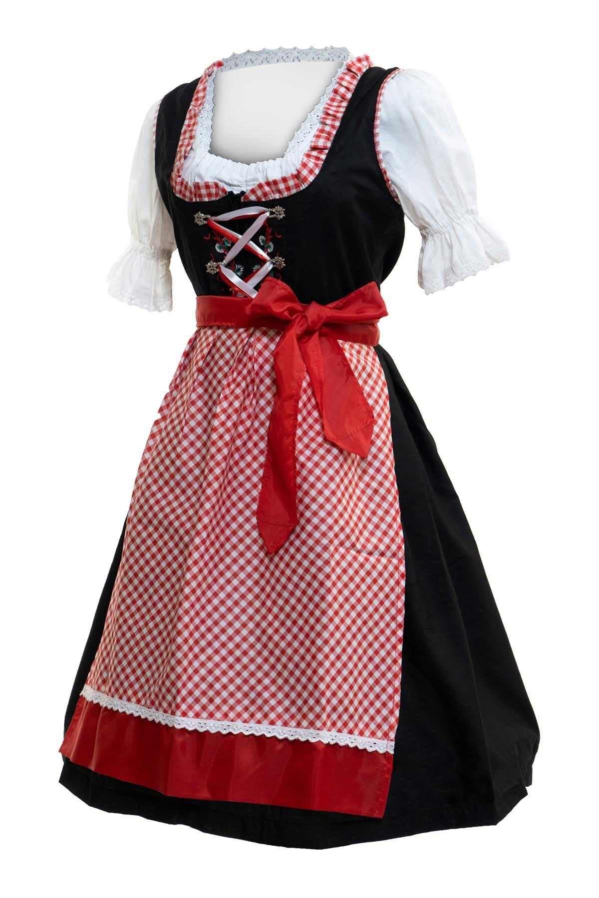 Classic Black Red Checkered German Dirndl Dress