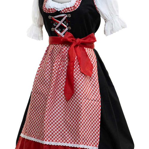 Classic Black Red Checkered German Dirndl Dress