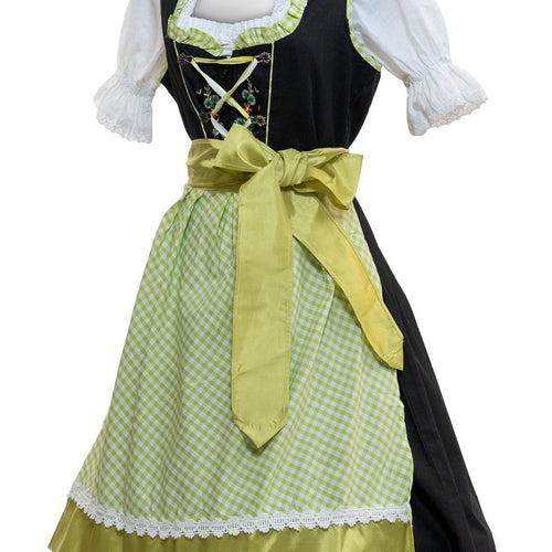 Black and Lime Green Bavarian Dirndl Dress