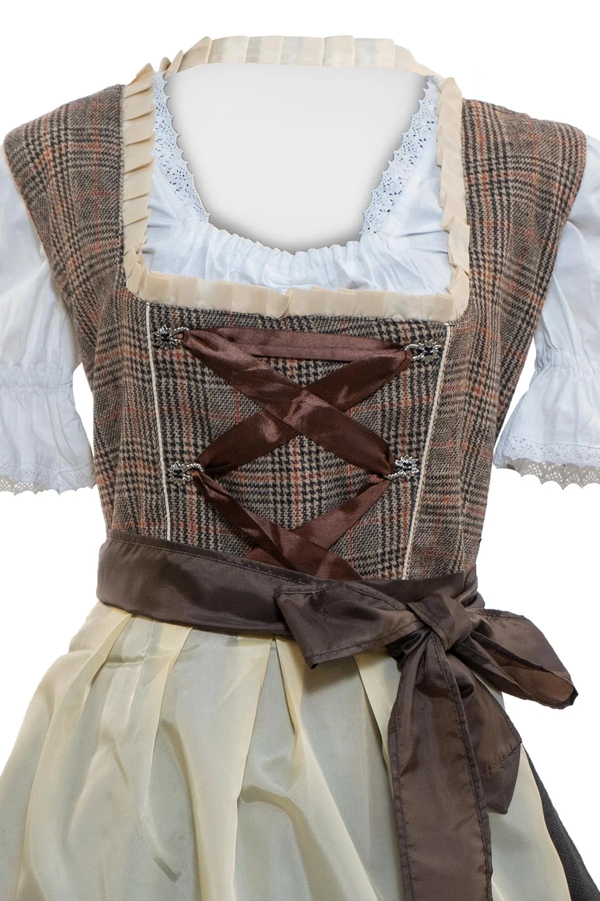 White Grey Checkered Dirndl Dress