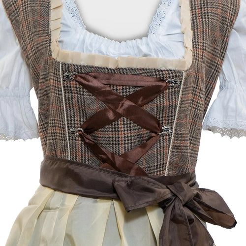 White Grey Checkered Dirndl Dress