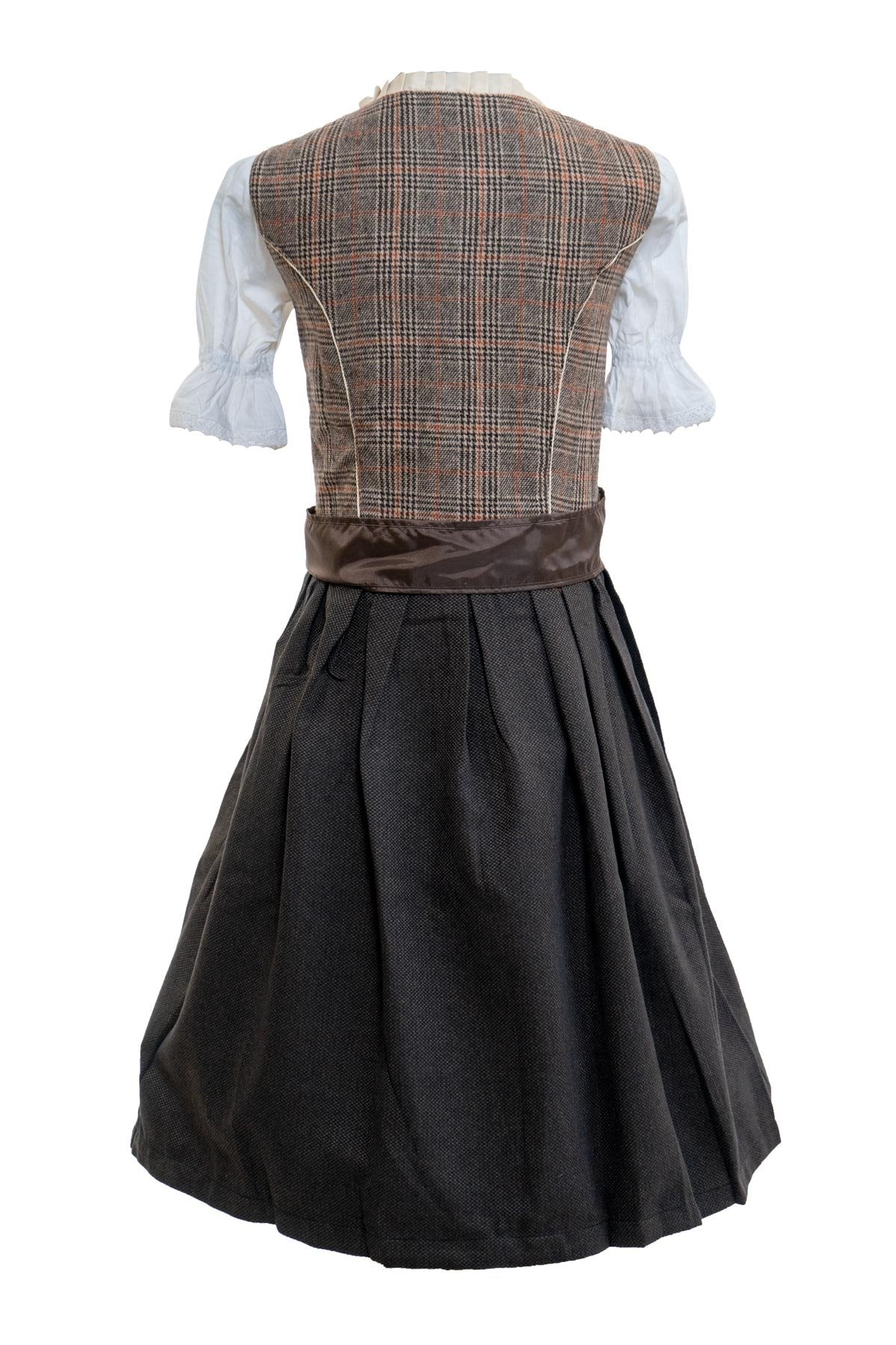 White Grey Checkered Dirndl Dress