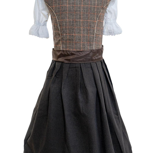 White Grey Checkered Dirndl Dress