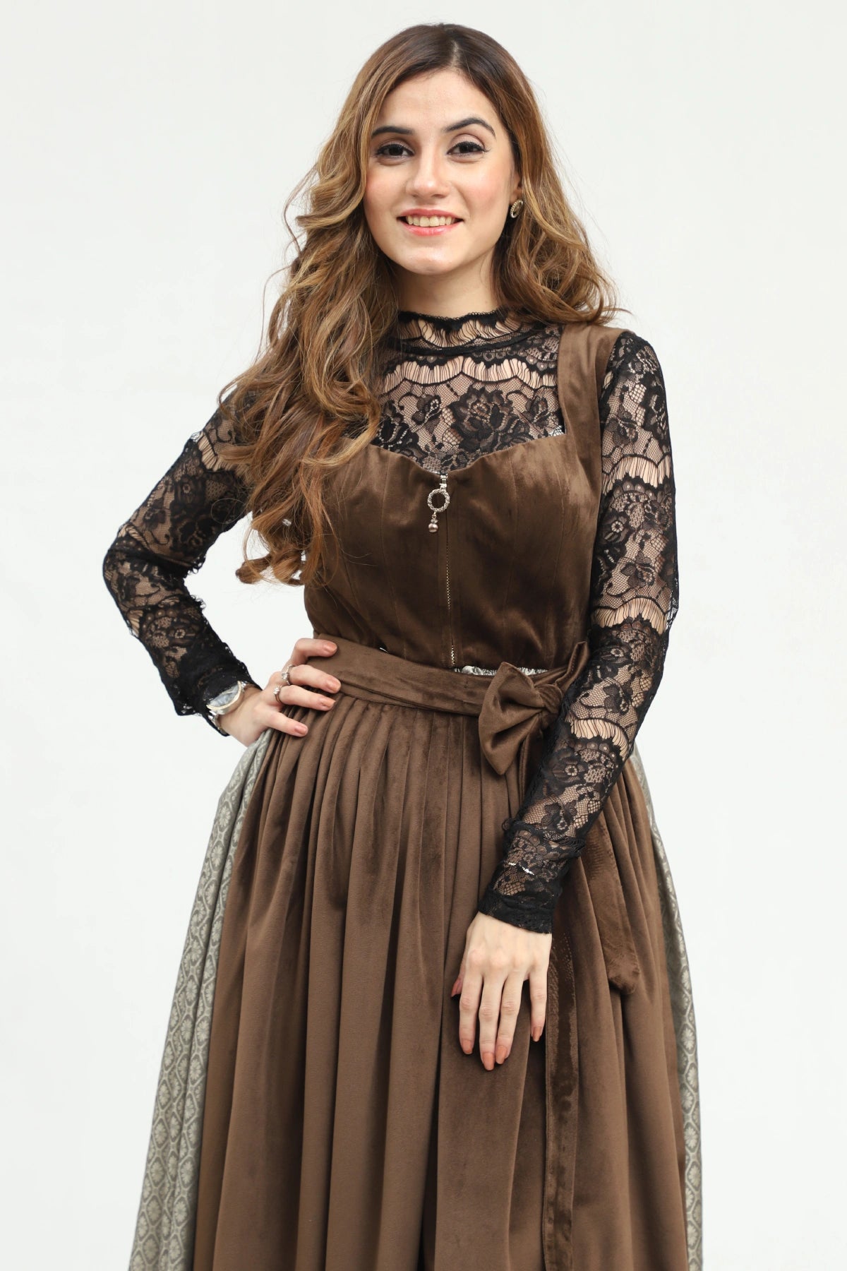 Brown Velvety Bavarian Dirndl