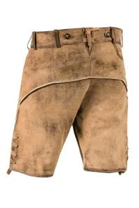 Fine Embroidery on Faded Brown Double-Shaded Trachten Lederhosen