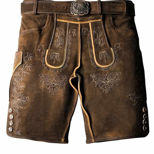 Authentic Brown Lederhosen with Understated Black Embroidery