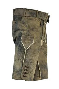 Trachten Brown Lederhosen with Subtle Embroidery Accents in Double Shades