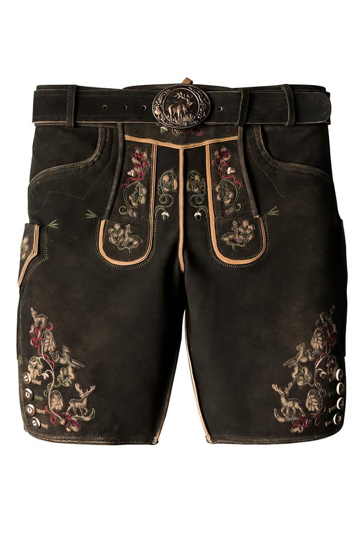 Faded Black Lederhosen Enhanced by Intricate Embroidery