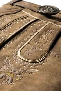 Subtle Self-Colored Embroidery on Vintage Deer Brown Lederhosen