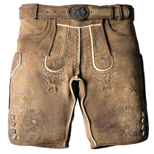 Subtle Self-Colored Embroidery on Vintage Deer Brown Lederhosen