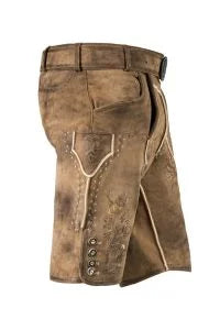 Subtle Self-Colored Embroidery on Vintage Deer Brown Lederhosen
