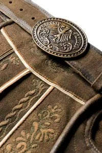 Light Brown Authentic Lederhosen with Fine Embroidery