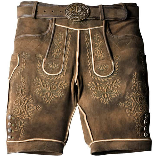 Light Brown Authentic Lederhosen with Fine Embroidery