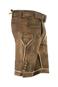 Light Brown Authentic Lederhosen with Fine Embroidery