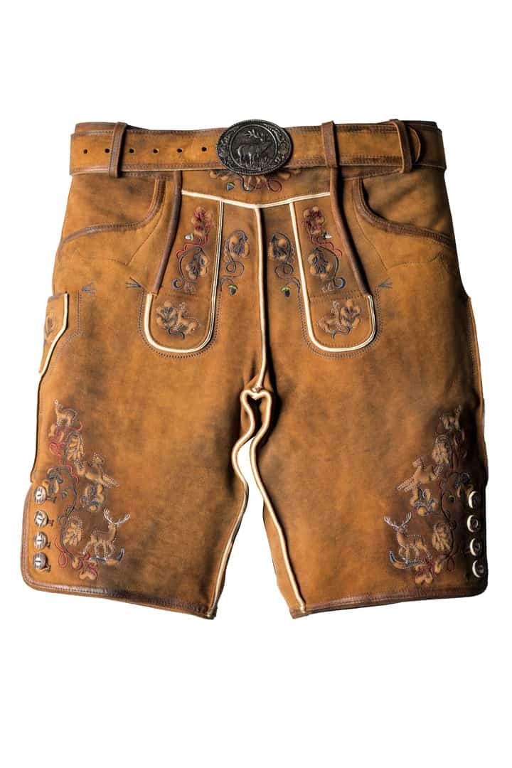 Rich Brown Lederhosen Adorned with Striking Embroidery