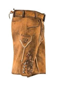 Rich Brown Lederhosen Adorned with Striking Embroidery